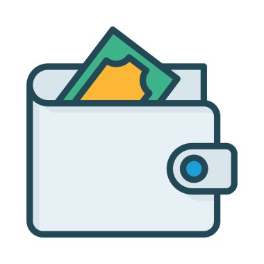 m-cüzdan ile nakit düz simgesi beyaz arka plan, vektör, illüstrasyon izole