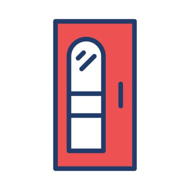 pencere düz simgesi beyaz arka plan, vektör, illüstrasyon izole kapalı kapı