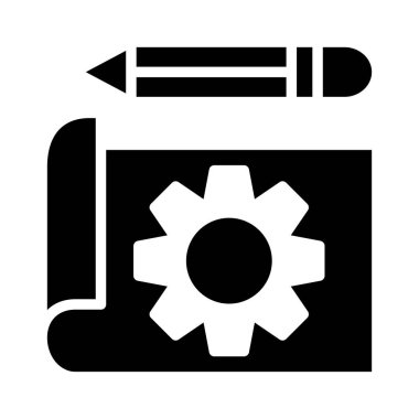 belge ile kalem ve düz simgesi beyaz arka plan, vektör, illüstrasyon izole dişli 