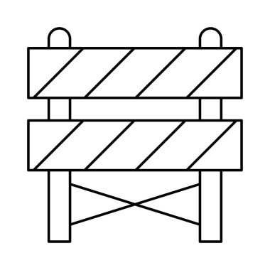 yol blok bariyer düz simgesi beyaz arka plan, vektör, illüstrasyon izole 
