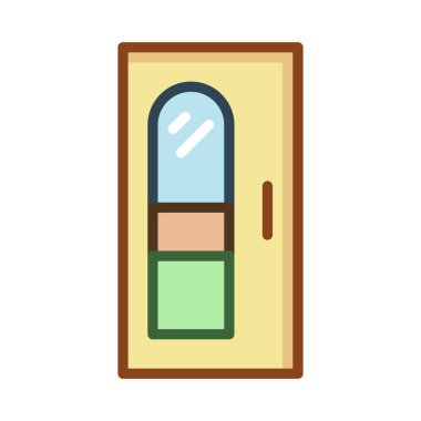 pencere düz simgesi beyaz arka plan, vektör, illüstrasyon izole kapalı kapı