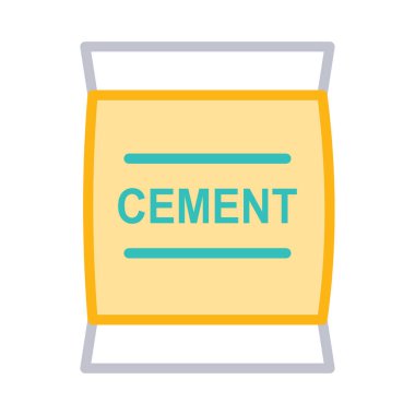 İnşaat çimento çuval düz simgesi beyaz arka plan, vektör, illüstrasyon izole