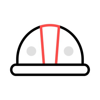 güvenlik koruma kask düz simgesi beyaz arka plan, vektör, illüstrasyon izole