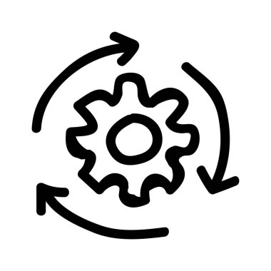 Beyaz arka plan, vektör, illüstrasyon izole düz simge okları ayarı ile dişli