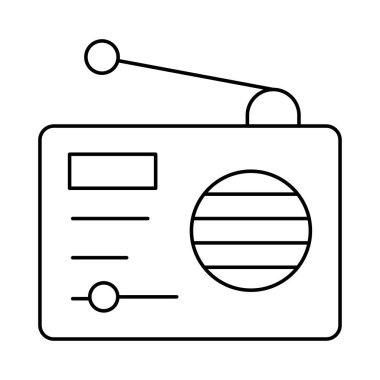 radyo anten düz simgesi beyaz arka plan, vektör, illüstrasyon izole