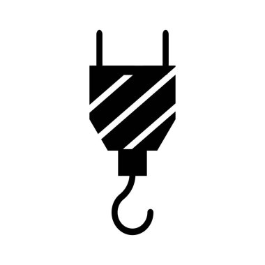 Vinç kanca düz simgesi beyaz arka plan, vektör, illüstrasyon izole 