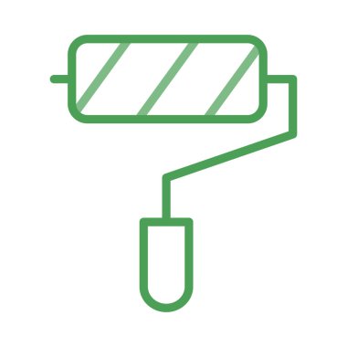 Beyaz arkaplanda izole edilmiş boya silindirli düz simge, vektör, illüstrasyon