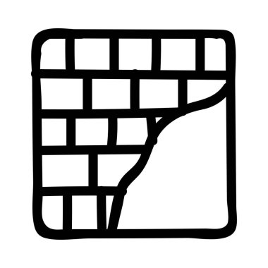 İnşaat tuğla duvar düz simgesi beyaz arka plan, vektör, illüstrasyon izole 