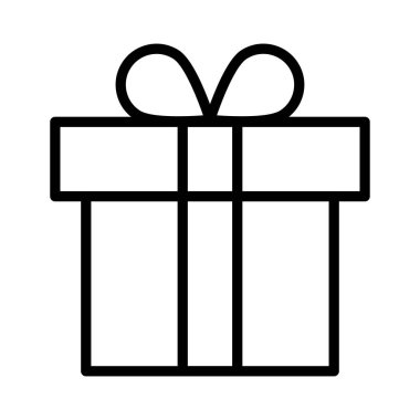 hediye kutusu düz simgesi beyaz arka plan, vektör, illüstrasyon izole