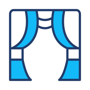 sahne perde düz simgesi beyaz arka plan, vektör, illüstrasyon izole