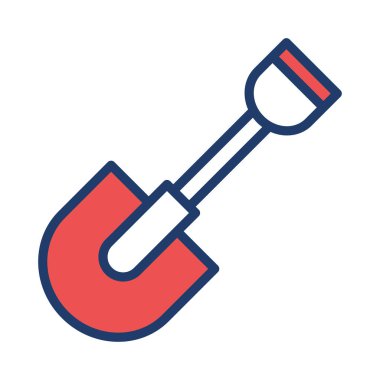 İnşaat Küreği düz simgesi beyaz arka plan, vektör, illüstrasyon izole