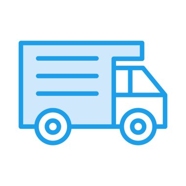 teslimat kamyonu düz simgesi beyaz arka plan, vektör, illüstrasyon izole