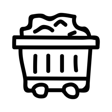 Beyaz arka plan, vektör, illüstrasyon izole kömür düz simgesi ile maden arabası 