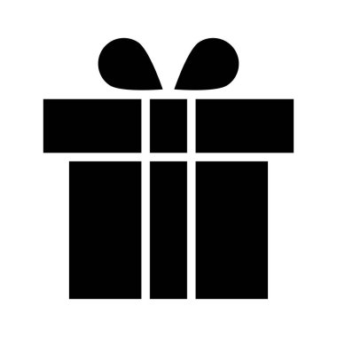 hediye kutusu düz simgesi beyaz arka plan, vektör, illüstrasyon izole