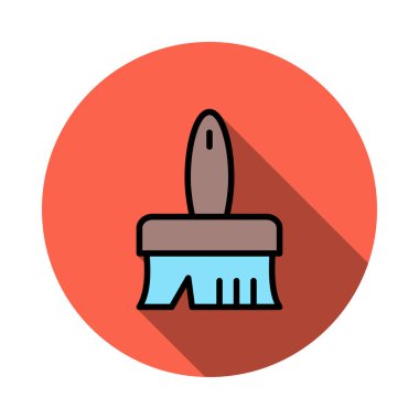 boya fırça düz simgesi beyaz arka plan, vektör, illüstrasyon izole