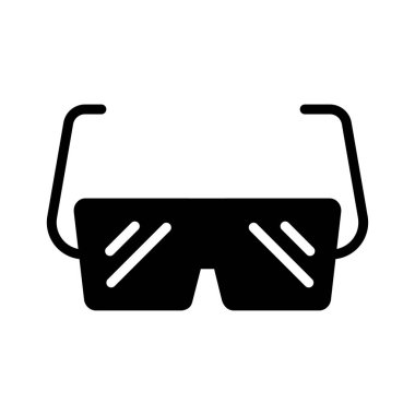 İnşaat gözlük düz simgesi beyaz arka plan, vektör, illüstrasyon izole