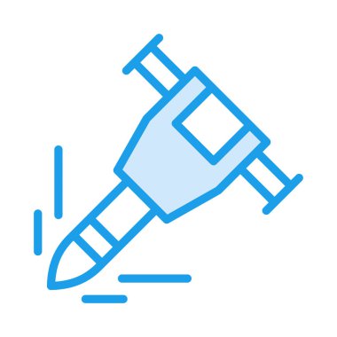 İnşaat matkap makinesi düz simgesi beyaz arka plan, vektör, illüstrasyon izole 