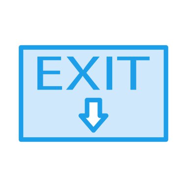 çıkış tabela ile ok düz simgesi beyaz arka plan, vektör, illüstrasyon izole