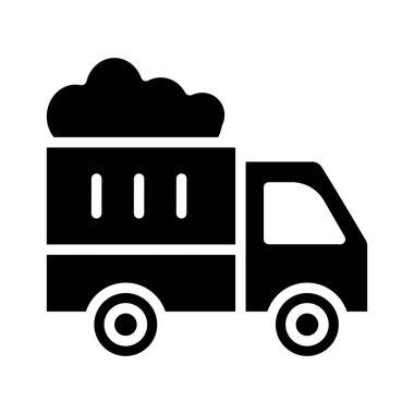 İnşaat kamyonu düz simgesi beyaz arka plan, vektör, illüstrasyon izole