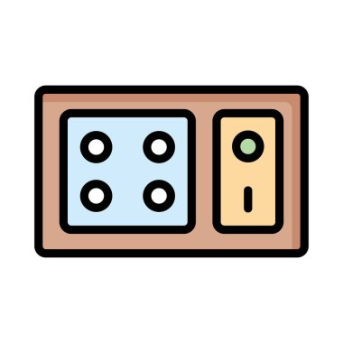 soket düz simgesi beyaz arka plan, vektör, illüstrasyon izole üzerinde anahtarı ile