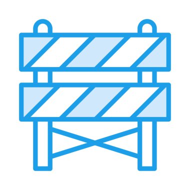 yol blok bariyer düz simgesi beyaz arka plan, vektör, illüstrasyon izole 