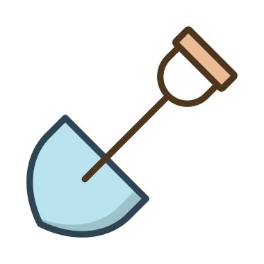 İnşaat Küreği düz simgesi beyaz arka plan, vektör, illüstrasyon izole