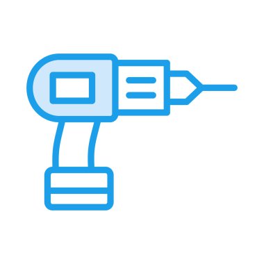 İnşaat matkap makinesi düz simgesi beyaz arka plan, vektör, illüstrasyon izole 