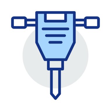 İnşaat matkap makinesi düz simgesi beyaz arka plan, vektör, illüstrasyon izole 