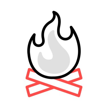 Beyaz arka plan, vektör, illüstrasyon izole kamp ateşi düz simgesi