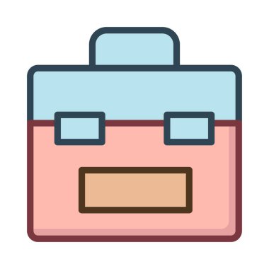 İnşaat aracı kutusu düz simgesi beyaz arka plan, vektör, illüstrasyon izole