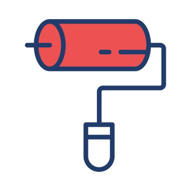 Beyaz arkaplanda izole edilmiş boya silindirli düz simge, vektör, illüstrasyon