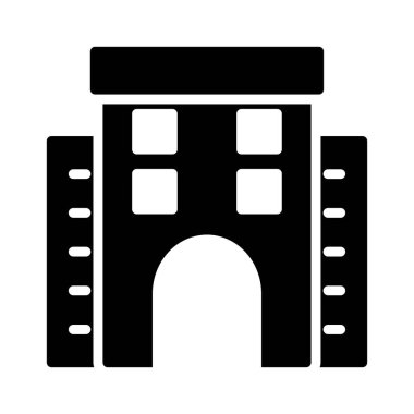 Bina düz simgesi beyaz arka plan, vektör, illüstrasyon izole