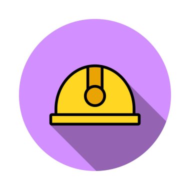 güvenlik koruma kask düz simgesi beyaz arka plan, vektör, illüstrasyon izole