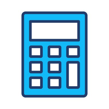 matematik hesap makinesi düz simgesi beyaz arka plan, vektör, illüstrasyon izole