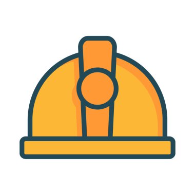 güvenlik koruma kask düz simgesi beyaz arka plan, vektör, illüstrasyon izole