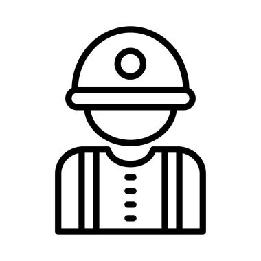 İnşaat mühendisi avatar düz simgesi beyaz arka plan, vektör, illüstrasyon izole