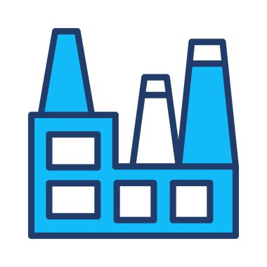 Fabrika düz simgesi beyaz arka plan, vektör, illüstrasyon izole