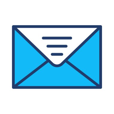 posta zarf düz simgesi beyaz arka plan, vektör, illüstrasyon izole