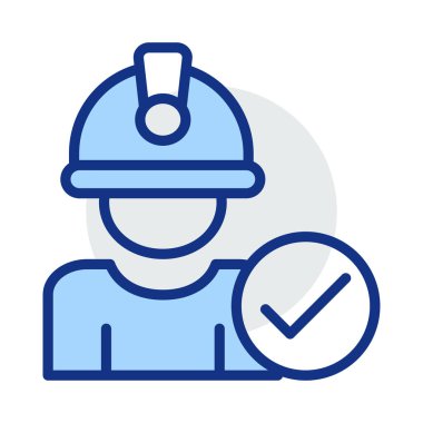 onay işareti işareti düz simgesi beyaz arka plan, vektör, illüstrasyon izole ile mühendis avatar