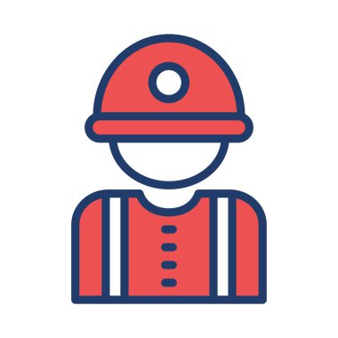 İnşaat mühendisi avatar düz simgesi beyaz arka plan, vektör, illüstrasyon izole