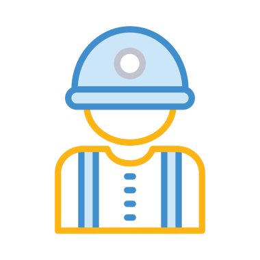 İnşaat mühendisi avatar düz simgesi beyaz arka plan, vektör, illüstrasyon izole