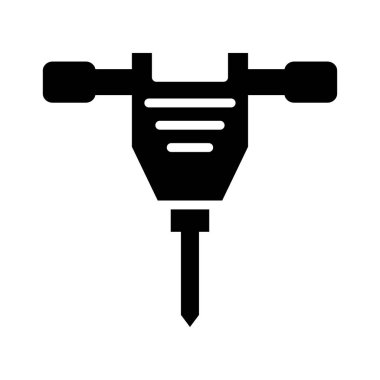 İnşaat matkap makinesi düz simgesi beyaz arka plan, vektör, illüstrasyon izole 