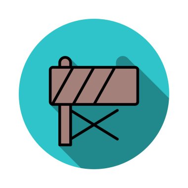 yol blok bariyer düz simgesi beyaz arka plan, vektör, illüstrasyon izole 