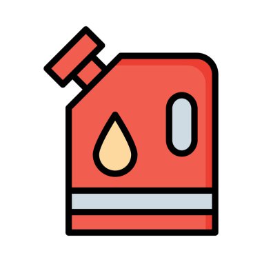 Petrol can düz beyaz arka plan, vektör, illüstrasyon izole simgesi
