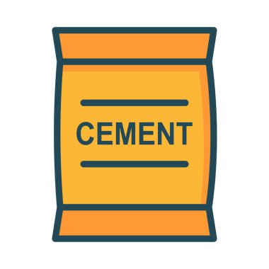 İnşaat çimento çuval düz simgesi beyaz arka plan, vektör, illüstrasyon izole