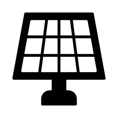 Güneş enerjisi paneli düz simgesi beyaz arka plan, vektör, illüstrasyon izole