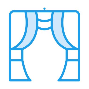 sahne perde düz simgesi beyaz arka plan, vektör, illüstrasyon izole