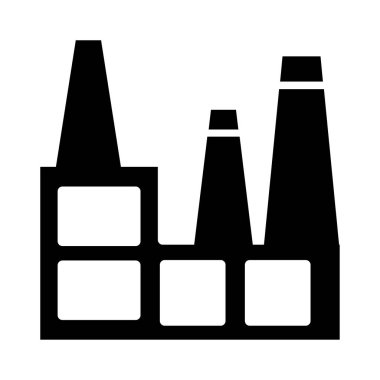 Fabrika düz simgesi beyaz arka plan, vektör, illüstrasyon izole