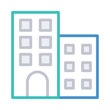 Bina düz simgesi beyaz arka plan, vektör, illüstrasyon izole