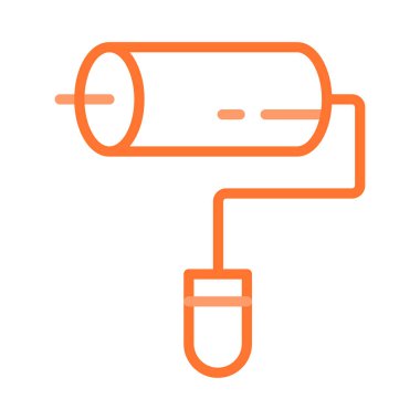 Beyaz arkaplanda izole edilmiş boya silindirli düz simge, vektör, illüstrasyon